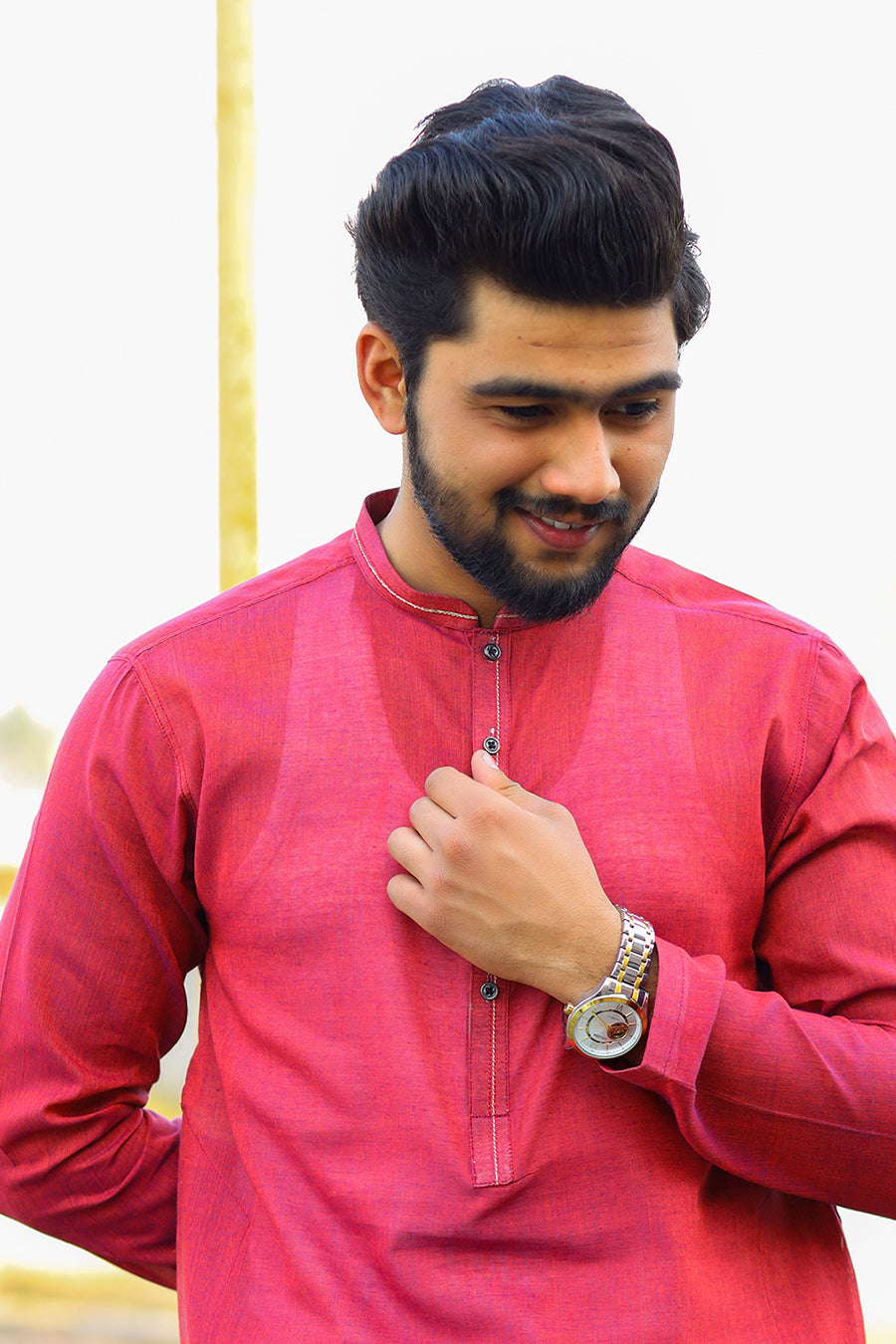 Garnet Red Khaddar Kurta-SK24