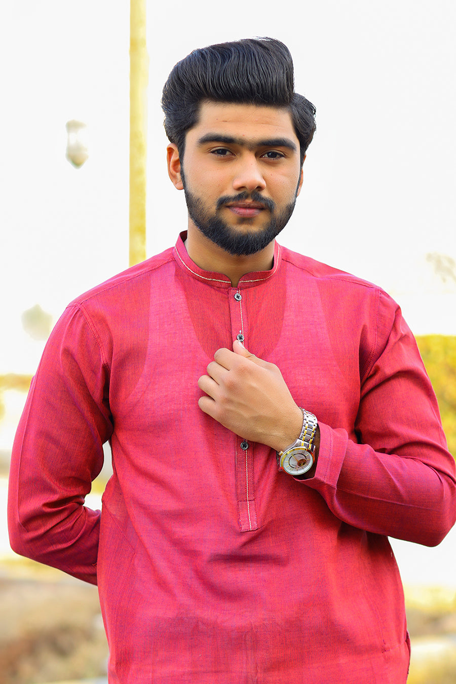 Garnet Red Khaddar Kurta-SK24