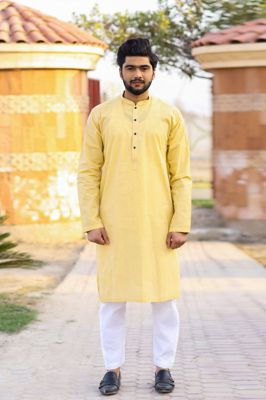 Cadmium Yellow Khaddar Kurta-SK28