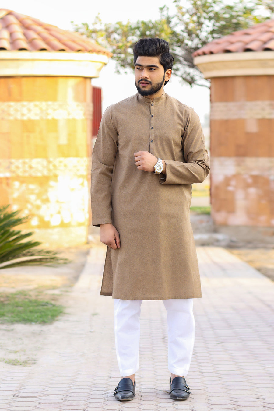 TOBACCO BROWN WINTER KHADDAR KURTA-SK1004 - Kamalia Khaddar