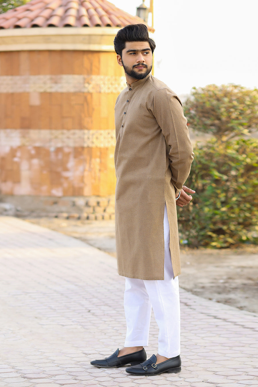 TOBACCO BROWN WINTER KHADDAR KURTA-SK1004 - Kamalia Khaddar