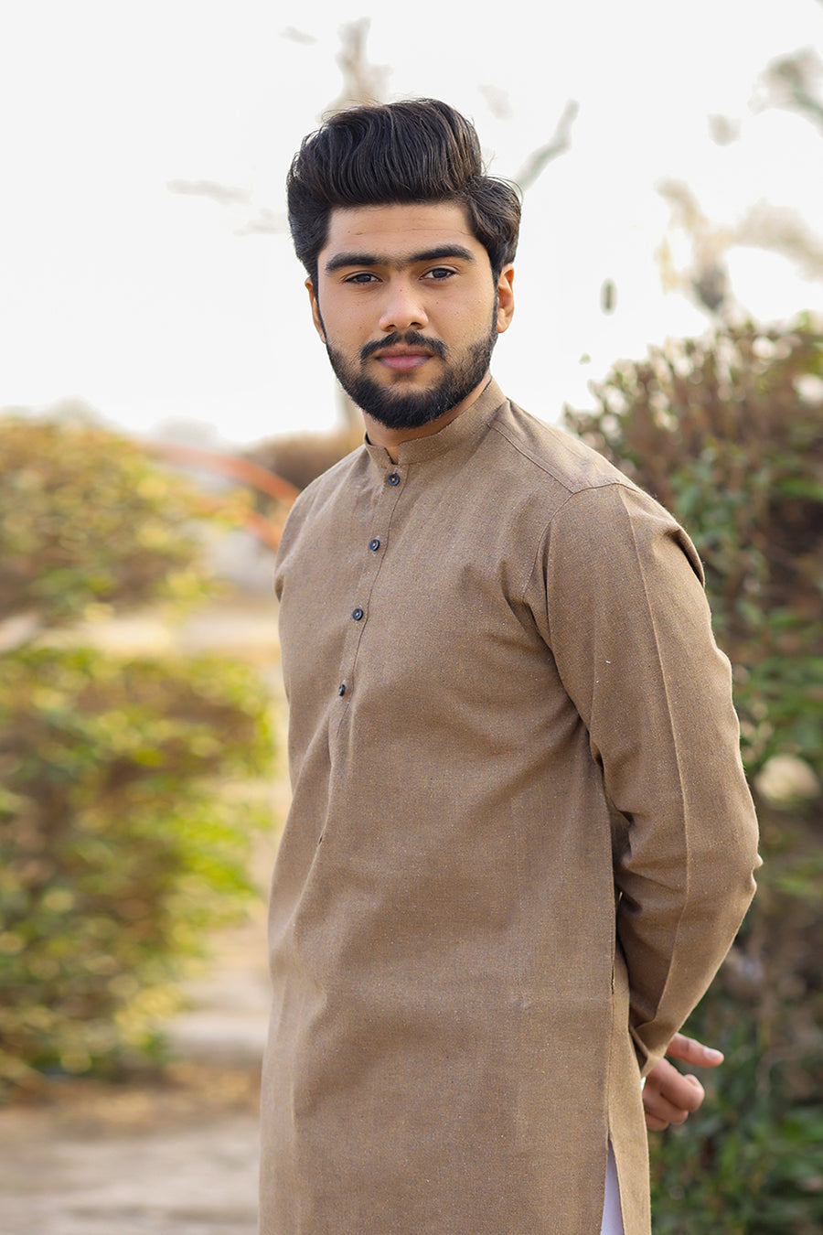 TOBACCO BROWN WINTER KHADDAR KURTA-SK1004 - Kamalia Khaddar