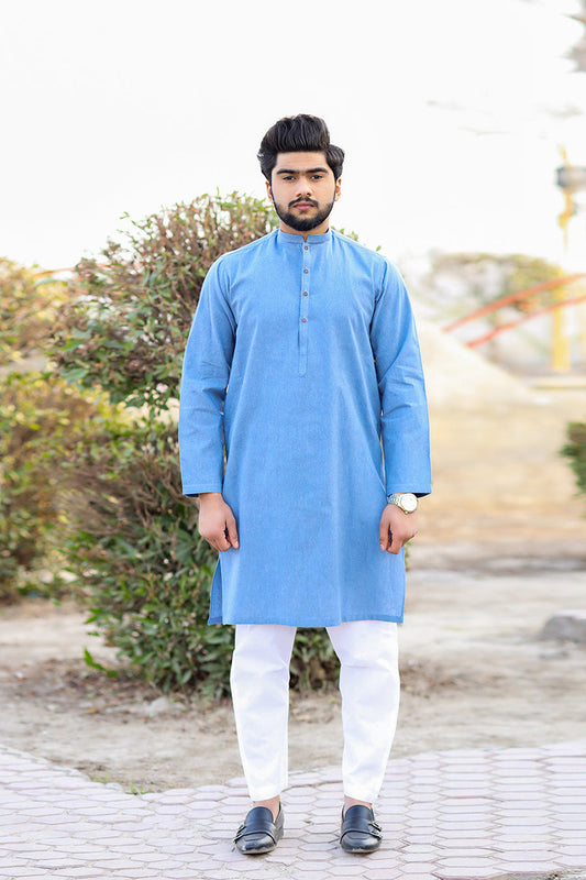 TWILIGHT BLUE WINTER KHADDAR KURTA-SK1002 - Kamalia Khaddar